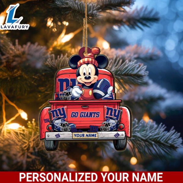New York Giants Mickey Mouse Ornament Personalized Your Name Sport Home Decor