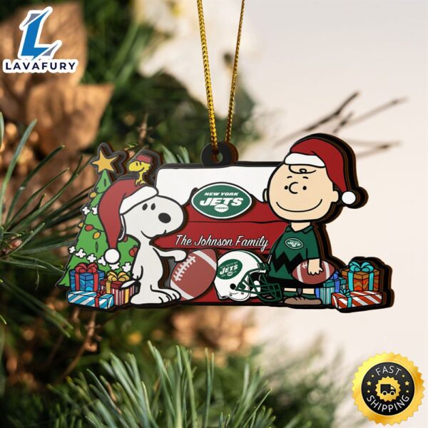 New York Jets Snoopy NFL Sport Ornament Custom Your Family Name