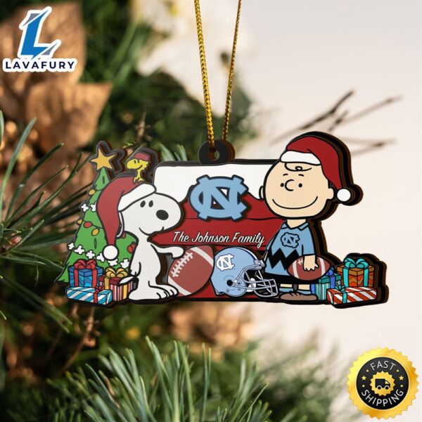 North Carolina Tar Heels Snoopy Christmas NCAA Ornament Custom Your Family Name