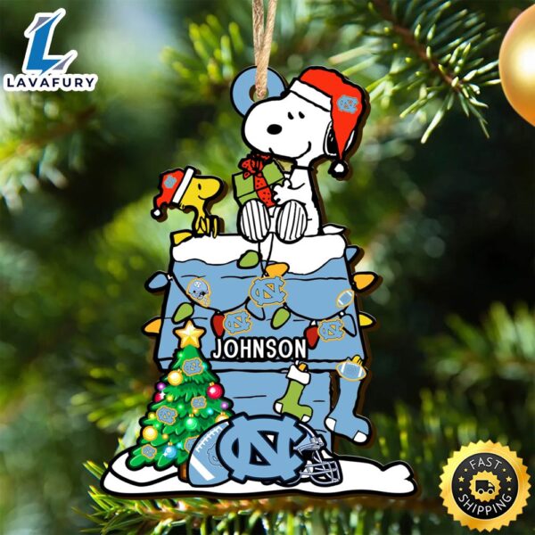 North Carolina Tar Heels Snoopy Christmas NCAA Ornament Personalized Your Name
