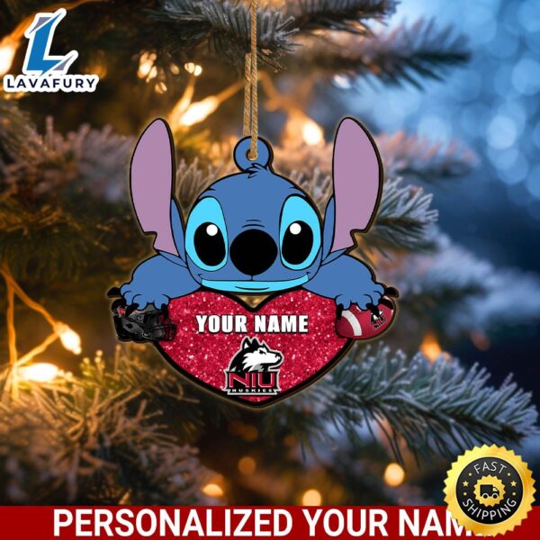 Northern Illinois HuskiesStitch Custom Name Ornament NCAA And St With Heart Ornament