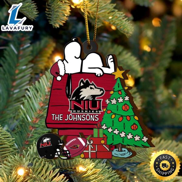 Northern Illinois Huskies Snoopy Christmas NCAA Ornament Custom Name
