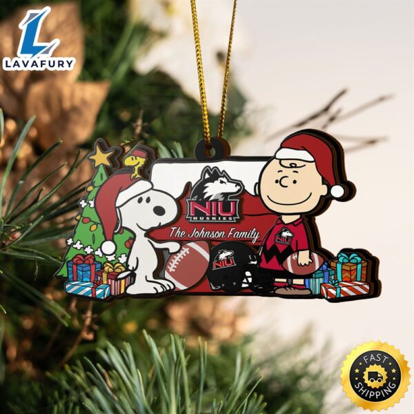 Northern Illinois Huskies Snoopy Christmas NCAA Ornament Custom Your Family Name