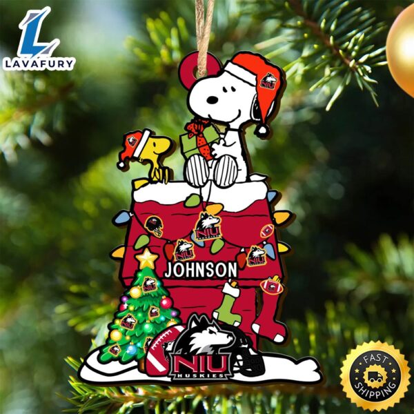 Northern Illinois Huskies Snoopy Christmas NCAA Ornament Personalized Your Name