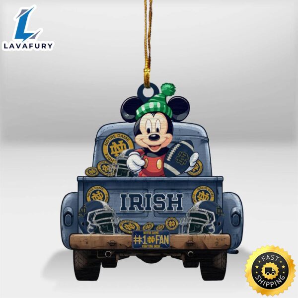 Notre Dame Fighting Irish Mickey Mouse Christmas Wood Ornament