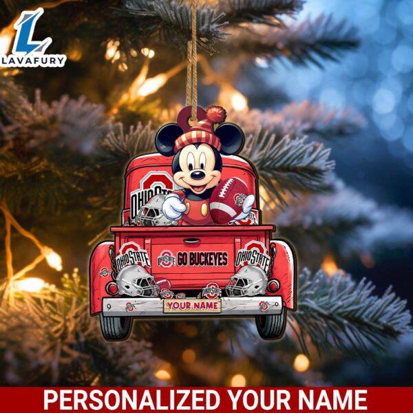 Ohio State Buckeyes Mickey Mouse Ornament Personalized Your Name Sport Home Decor