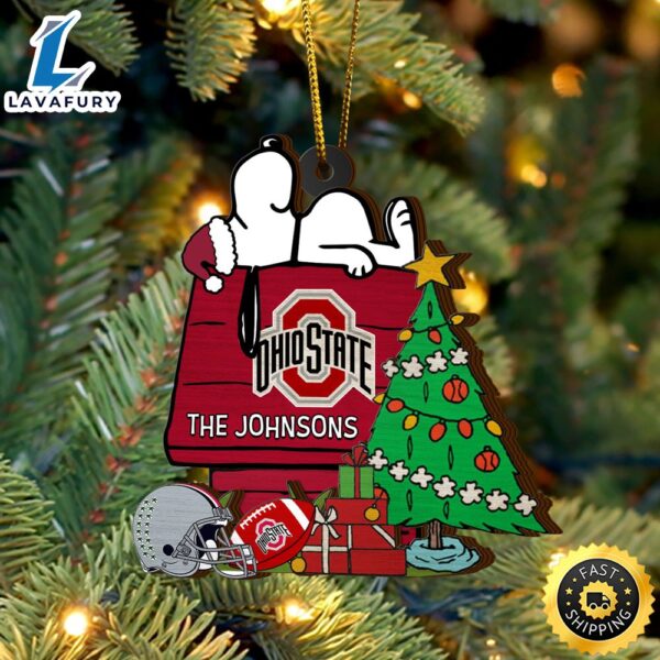 Ohio State Buckeyes Snoopy Christmas NCAA Ornament Custom Name