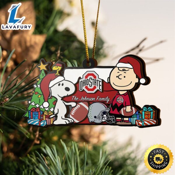 Ohio State Buckeyes Snoopy Christmas NCAA Ornament Custom Your Family Name