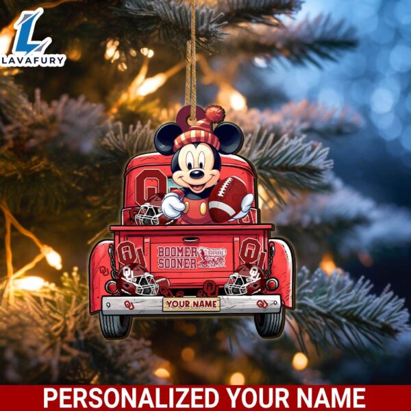 Oklahoma Sooners Mickey Mouse Ornament Personalized Your Name Sport Home Decor
