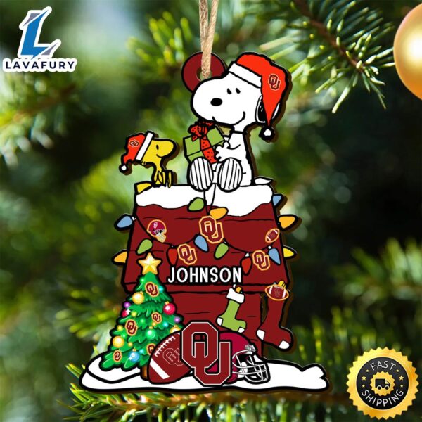 Oklahoma Sooners Snoopy Christmas NCAA Ornament Personalized Your Name