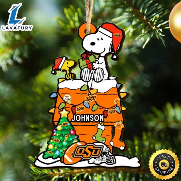 Oklahoma State Cowboys Snoopy Christmas NCAA Ornament Personalized Your Name
