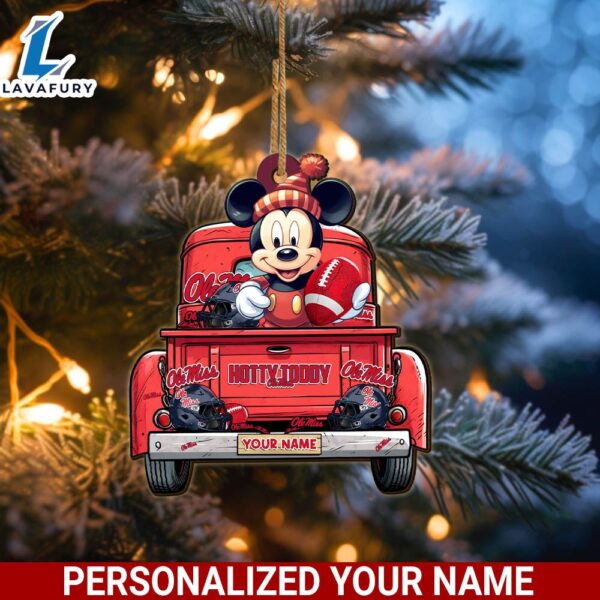 Ole Miss Rebels Mickey Mouse Ornament Personalized Your Name Sport Home Decor