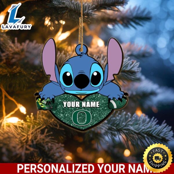 Oregon DucksStitch Custom Name Ornament NCAA And St With Heart Ornament