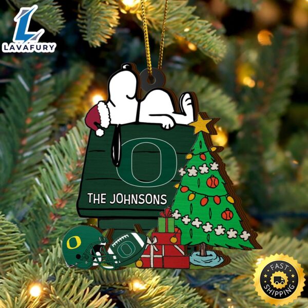 Oregon Ducks Snoopy Christmas NCAA Ornament Custom Name