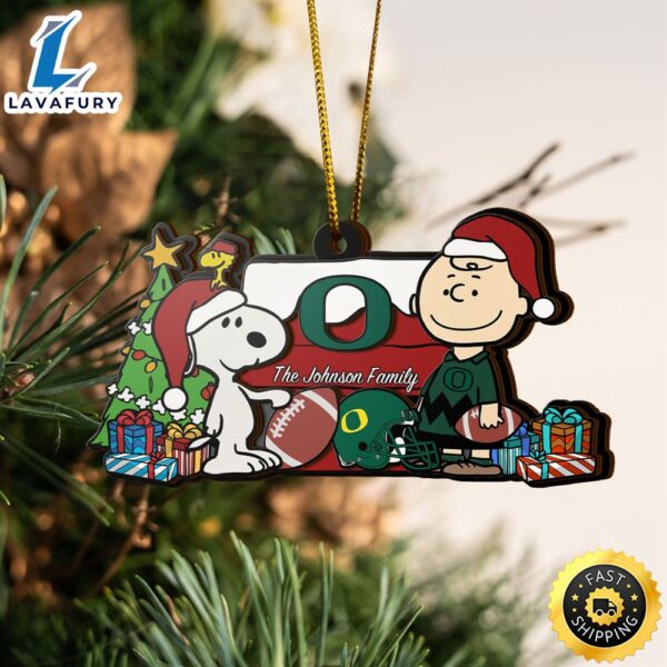 Oregon Ducks Snoopy Christmas NCAA Ornament Custom Your Family Name