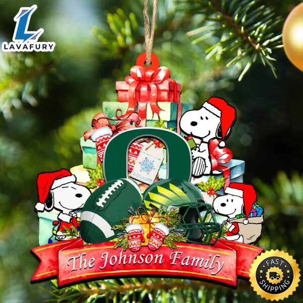 Oregon Ducks Snoopy Christmas NCAA Ornament Personalized Your Family Name