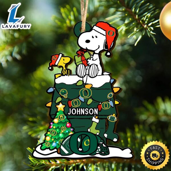 Oregon Ducks Snoopy Christmas NCAA Ornament Personalized Your Name