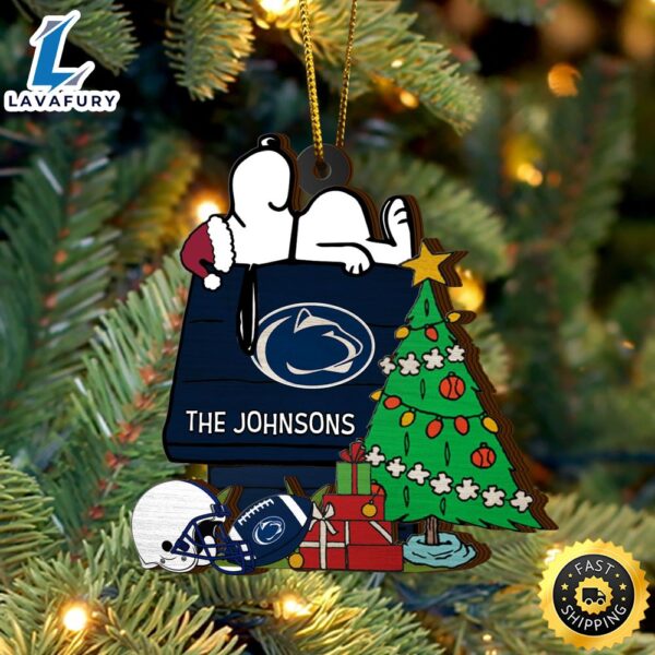 Penn State Nittany Lions Snoopy Christmas NCAA Ornament Custom Name