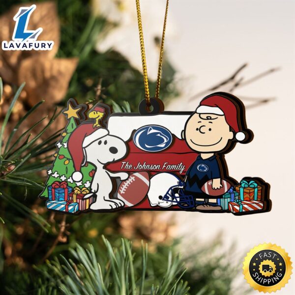 Penn State Nittany Lions Snoopy Christmas NCAA Ornament Custom Your Family Name