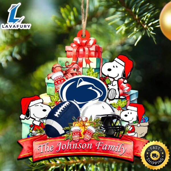 Penn State Nittany Lions Snoopy Christmas NCAA Ornament Personalized Your Family Name