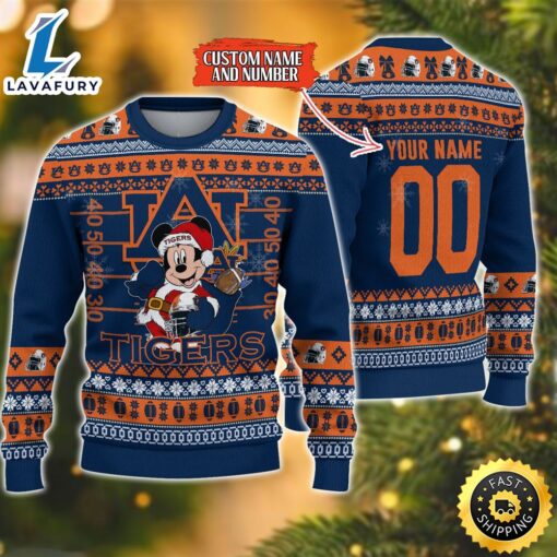 Personalized Auburn Tigers Mickey Ugly Christmas Sweater,