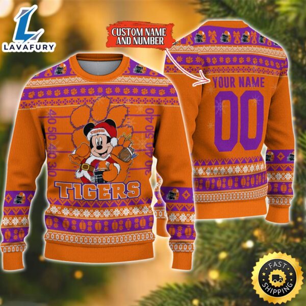 Personalized Clemson Tigers Mickey Ugly Christmas Sweater,