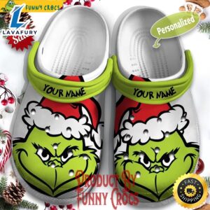Personalized Grinch Face Christmas Crocs…