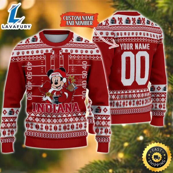 Personalized Indiana Hoosiers Mickey Ugly Christmas Sweater,