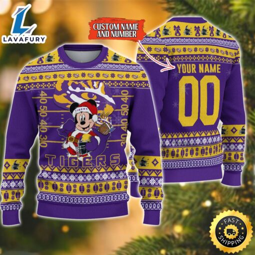 Personalized LSU Tigers Mickey Ugly Christmas Sweater,