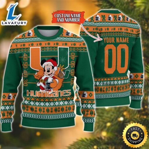 Personalized Miami Hurricanes Mickey Ugly Christmas Sweater,