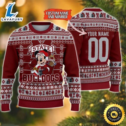 Personalized Mississippi State Bulldogs Mickey Ugly Christmas Sweater,