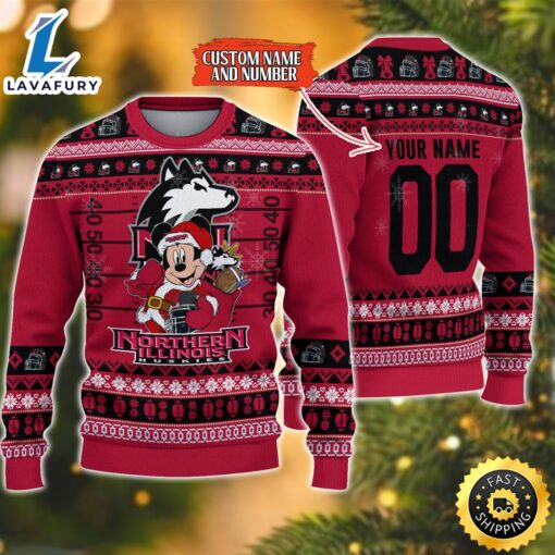 Personalized Northern Illinois Huskies Mickey Ugly Christmas Sweater,