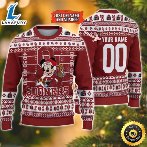 Personalized Oklahoma Sooners Mickey Ugly Christmas Sweater,