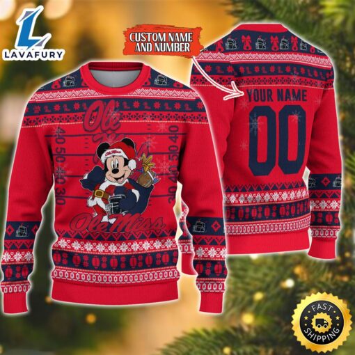 Personalized Ole Miss Rebels Mickey Ugly Christmas Sweater,