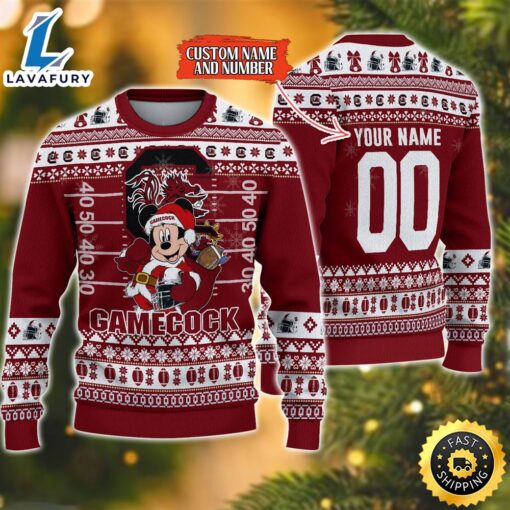 Personalized South Carolina Gamecocks Mickey Ugly Christmas Sweater,