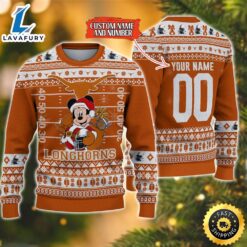 Personalized Texas Longhorns Mickey Ugly Christmas Sweater,