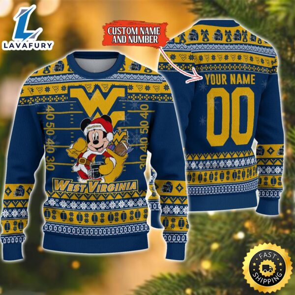 Personalized West Virginia Mountaineers Mickey Ugly Christmas Sweater,