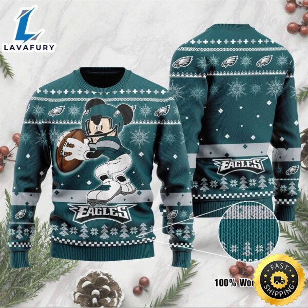 Philadelphia Eagles Mickey Mouse Funny Ugly Christmas Sweater, Perfect Holiday Gift