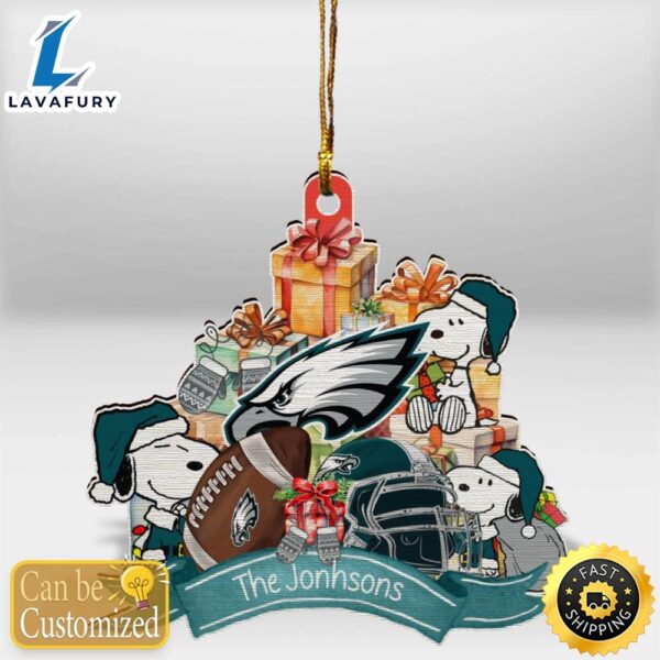 Philadelphia Eagles Snoopy Christmas Personalized Wooden Ornament
