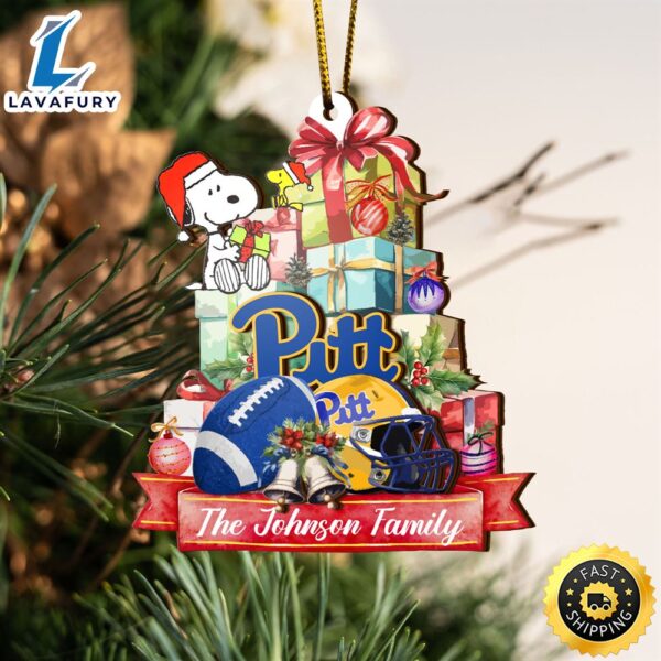 Pittsburgh Panthers And Snoopy Christmas NCAA Ornament Custom Your Family Name