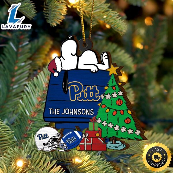 Pittsburgh Panthers Snoopy Christmas NCAA Ornament Custom Name