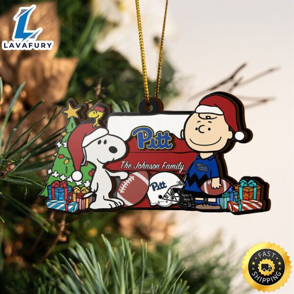 Pittsburgh Panthers Snoopy Christmas NCAA Ornament Custom Your Family Name