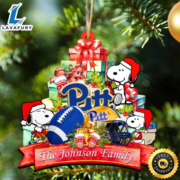 Pittsburgh Panthers Snoopy Christmas NCAA Ornament Personalized Your Family Name