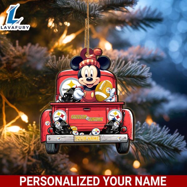 Pittsburgh Steelers Mickey Mouse Ornament Personalized Your Name Sport Home Decor