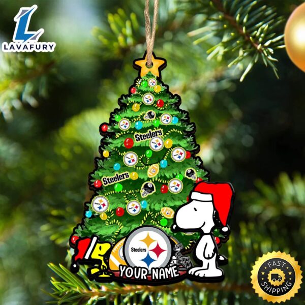 Pittsburgh Steelers Snoopy And NFL Sport Ornament Personalized Your Name
