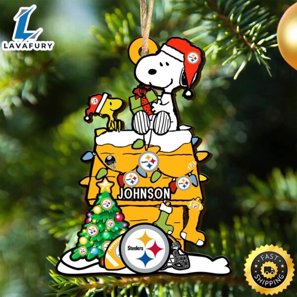Pittsburgh Steelers Snoopy NFL Christmas Ornament Personalized Your Name