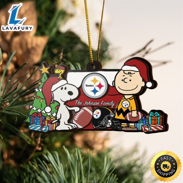 Pittsburgh Steelers Snoopy NFL Sport Ornament Custom Your Family Name