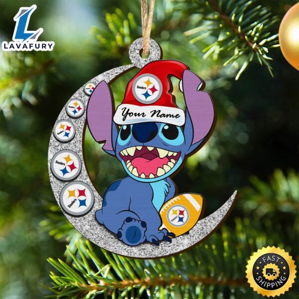 Pittsburgh Steelers Stitch Ornament, NFL Christmas And St With Moon Ornament