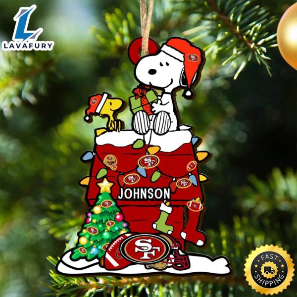 San Francisco 49ers Snoopy NFL Christmas Ornament Personalized Your Name