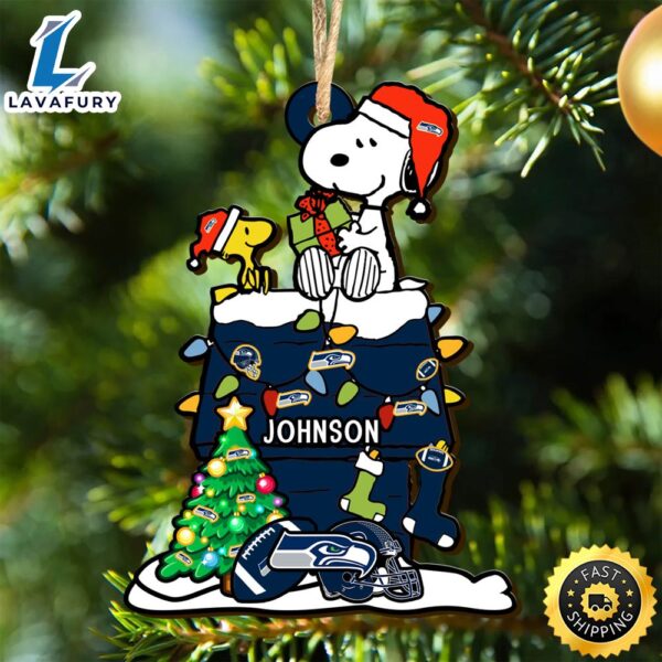Seattle Seahawks Snoopy NFL Christmas Ornament Personalized Your Name